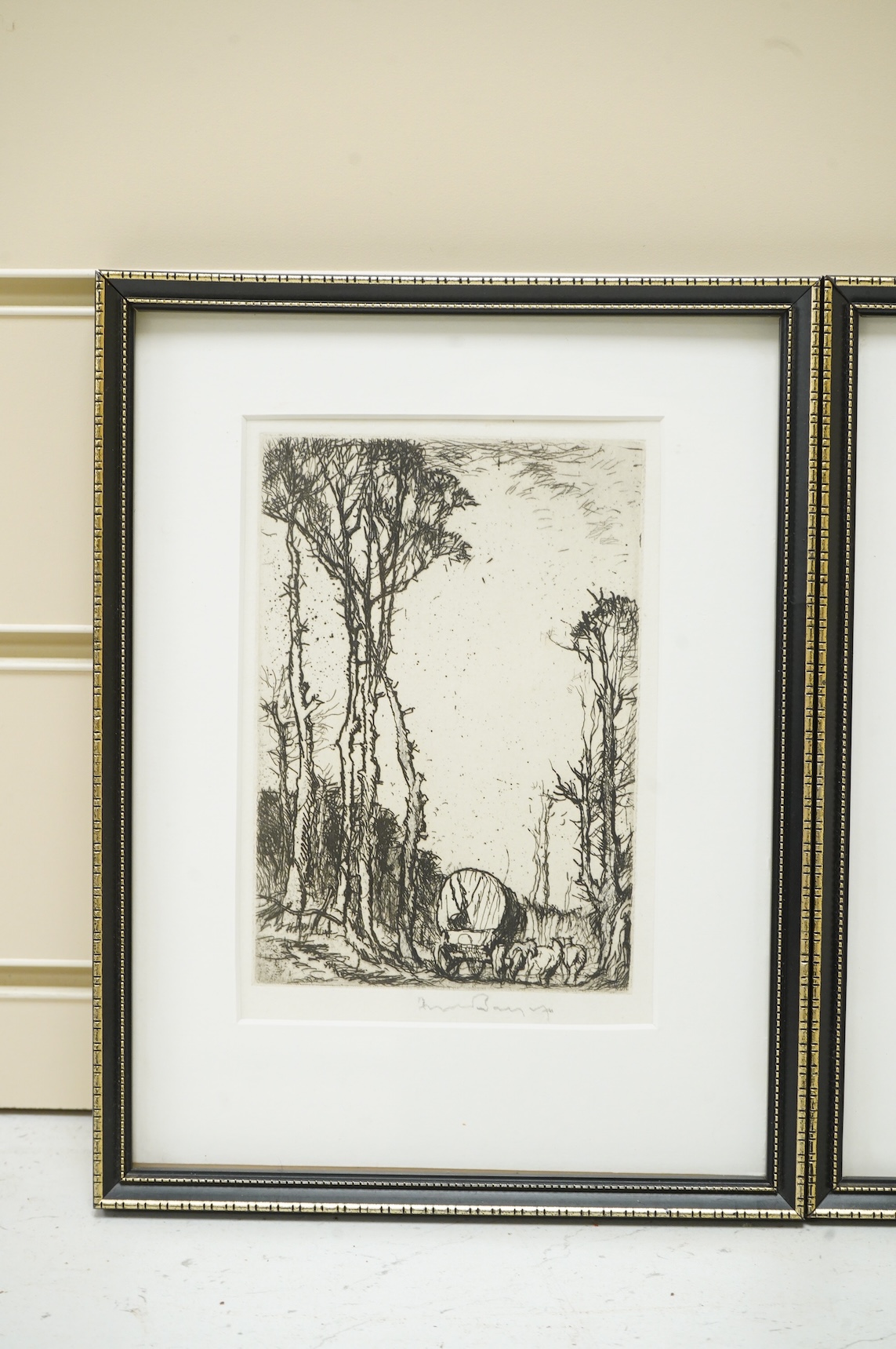 Frank Brangwyn RA RWS RBA (Welsh, 1867-1956), Gypsy Caravan and one other, each signed in pencil, pair of etchings, 19.5 x 12cm